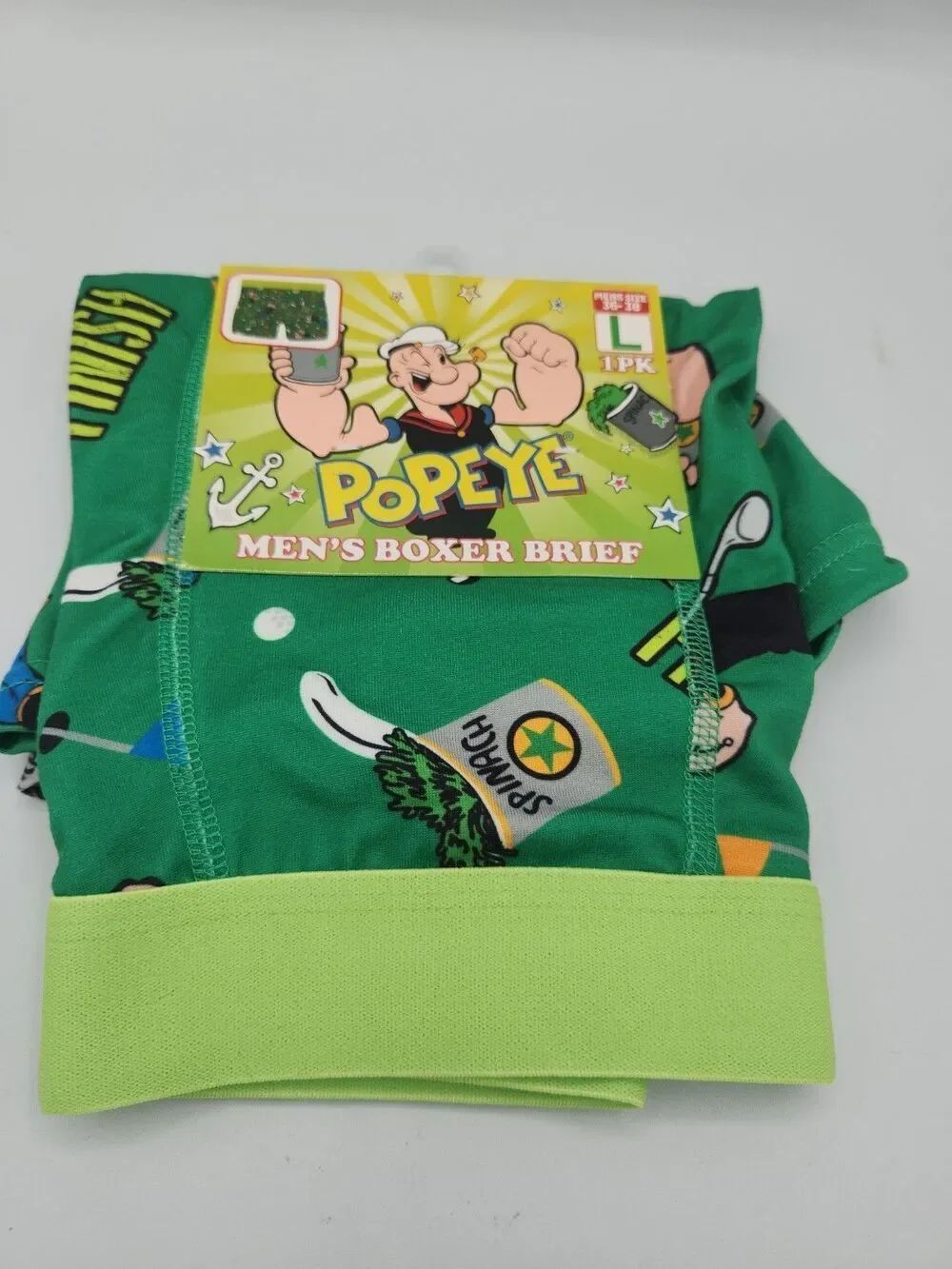 Popeye Boxer Briefs Men's Large 36-38 Graphic Cartoon Underwear NWT